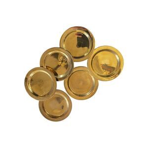 Set of 6 polished brass coasters 5" diameter Made in India goldtone midcentury